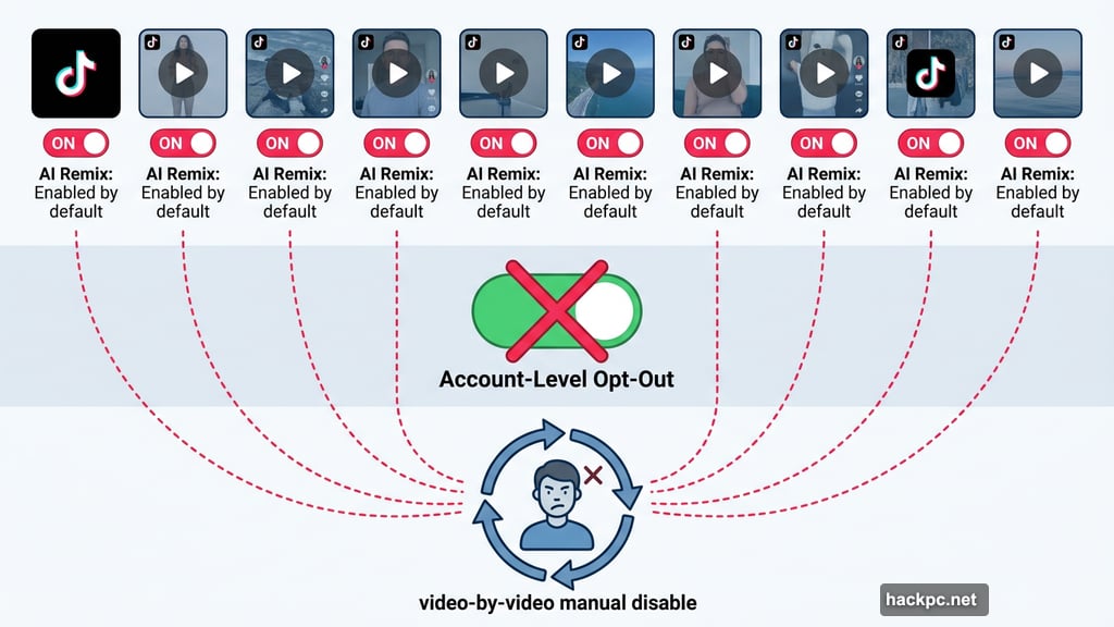 No account-level switch protects all content, only video-by-video toggle