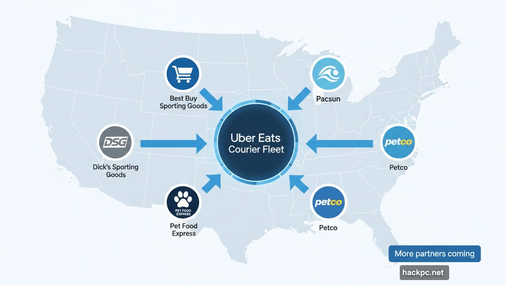 Uber Eats retail return partners Best Buy Dicks Pacsun Petco nationwide