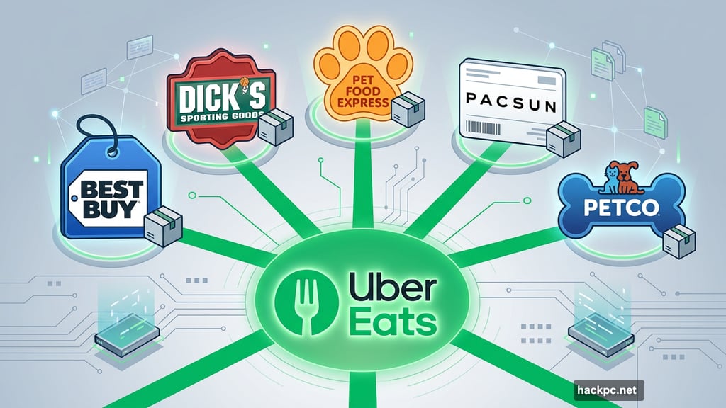 Uber Eats retail partners Best Buy Petco Pacsun Dick's Sporting Goods