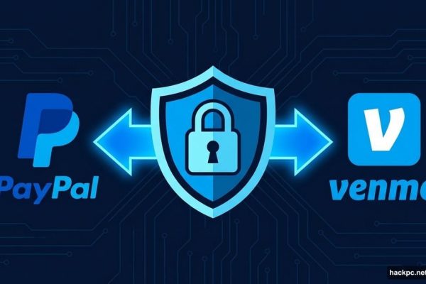 PayPal and Venmo logos connected by arrow with privacy shield lock