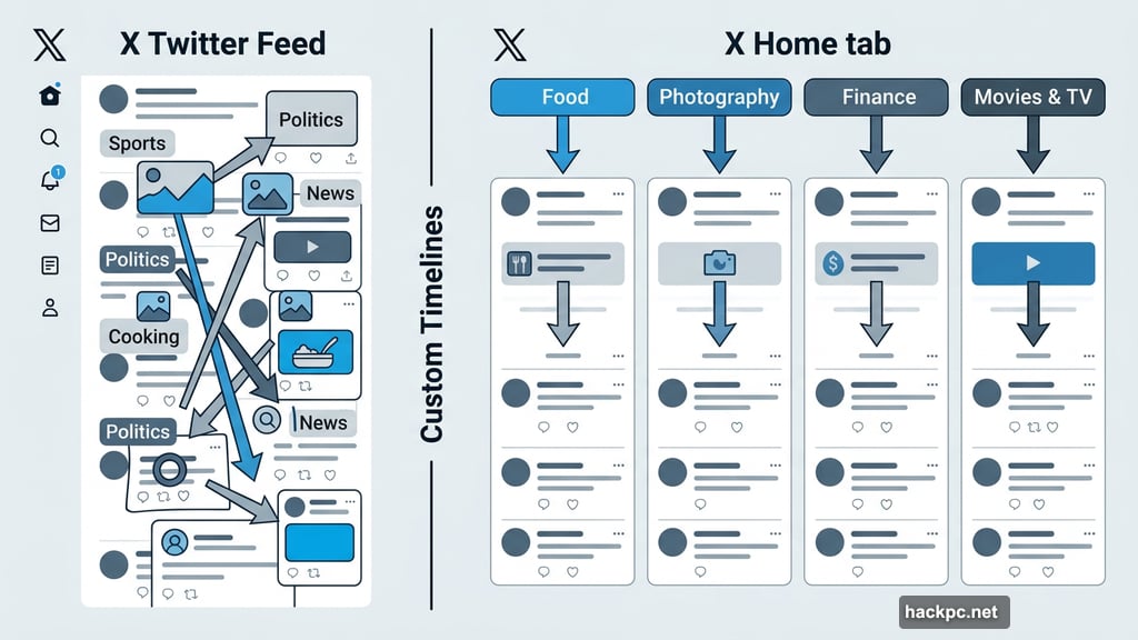 X custom timelines pin favorite topics directly to home tab