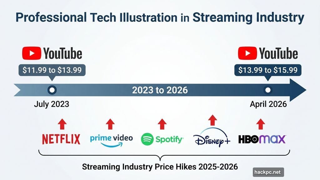 Streaming industry price hikes from Netflix Spotify Disney Plus and YouTube