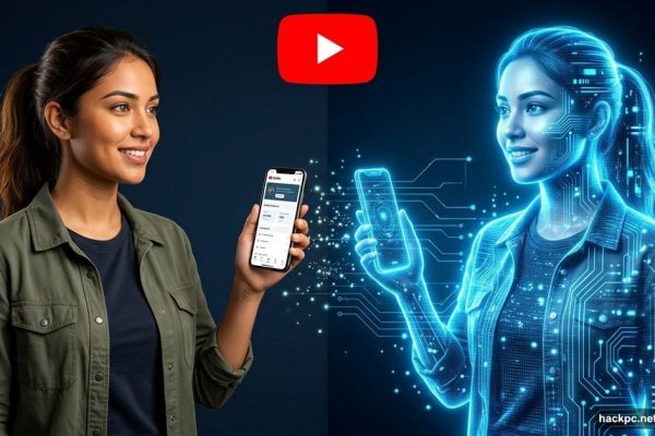 YouTube creator and their glowing AI avatar digital clone side by side