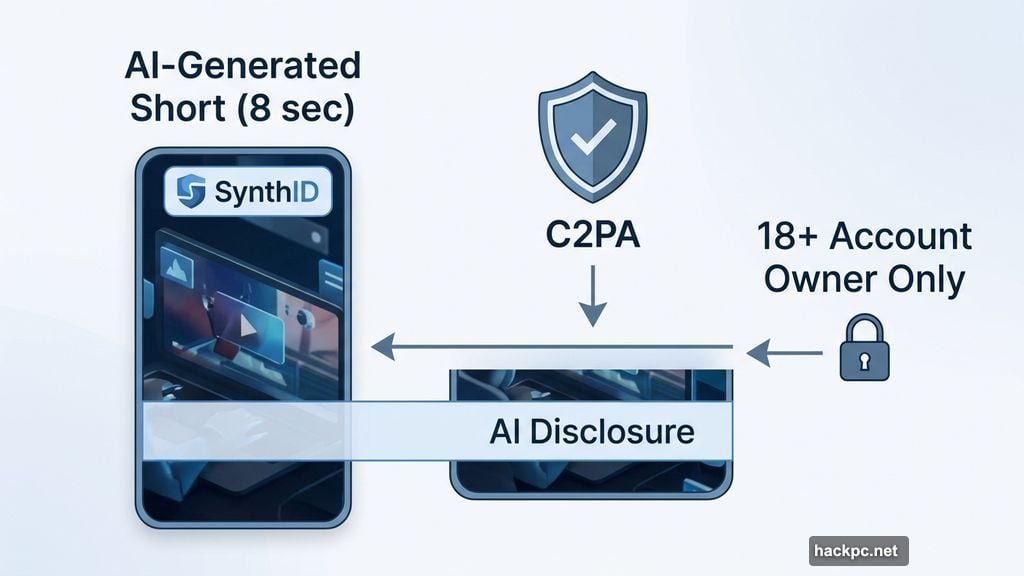 SynthID watermark and C2PA label protect AI-generated avatar videos
