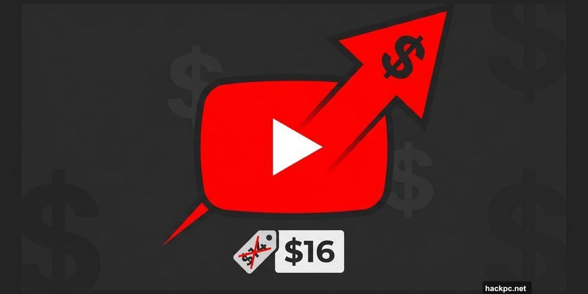 YouTube logo with rising price arrow symbolizing Premium subscription increase