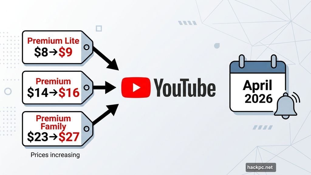 YouTube Premium all three tiers received price increases in 2026