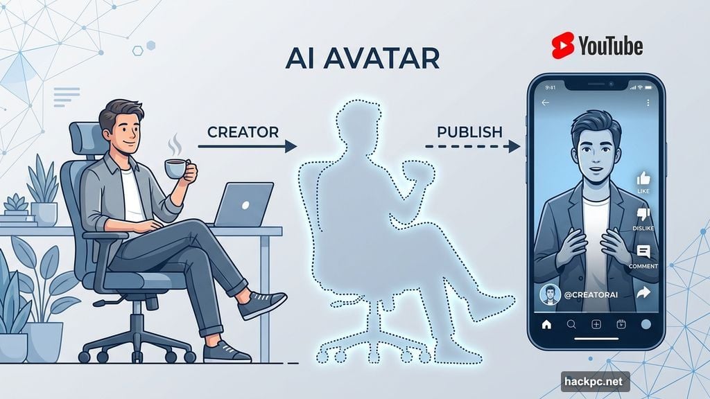 Digital avatar clone starring in YouTube Shorts without creator filming
